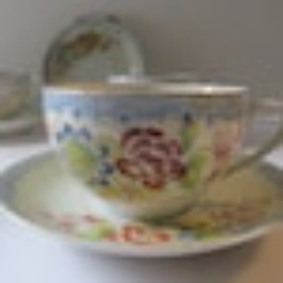 Hand Painted Pastel Floral Tea Cup Set Service for 4 Tea Cup - Picture 4 of 7